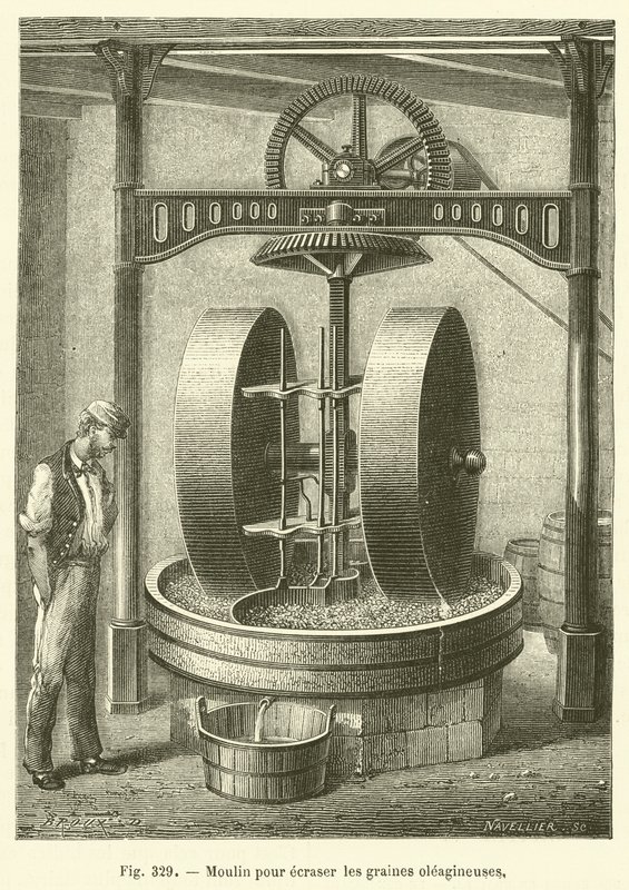 Moulin pour ecraser les graines oleagineuses (engraving) 作者 法语学校