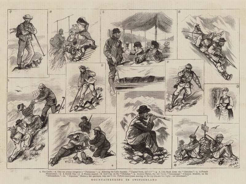 Mountaineering in Switzerland (engraving) 作者 法语学校