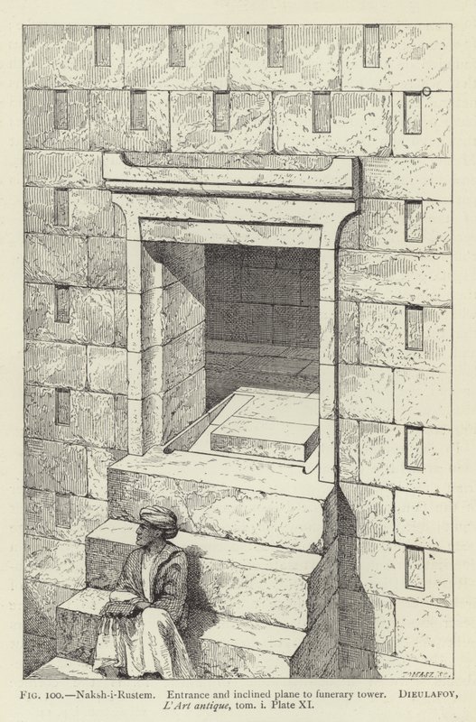 Naksh-i-Rustem，入口和倾斜的飞机到殡葬塔 作者 法语学校