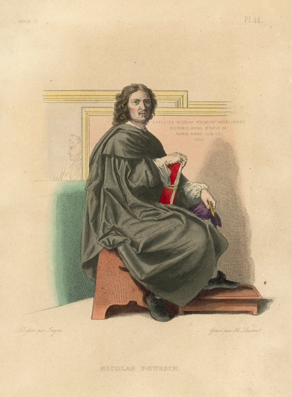 尼古拉斯·普桑（Nicolas Poussin）（彩色雕刻） 作者 法语学校