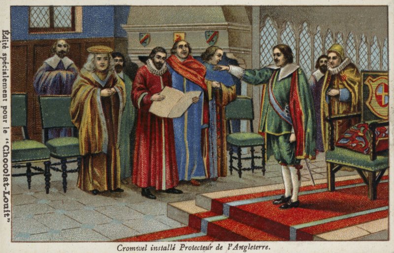 奥利弗克伦威尔任命为英联邦的保护者，1653年 作者 法语学校