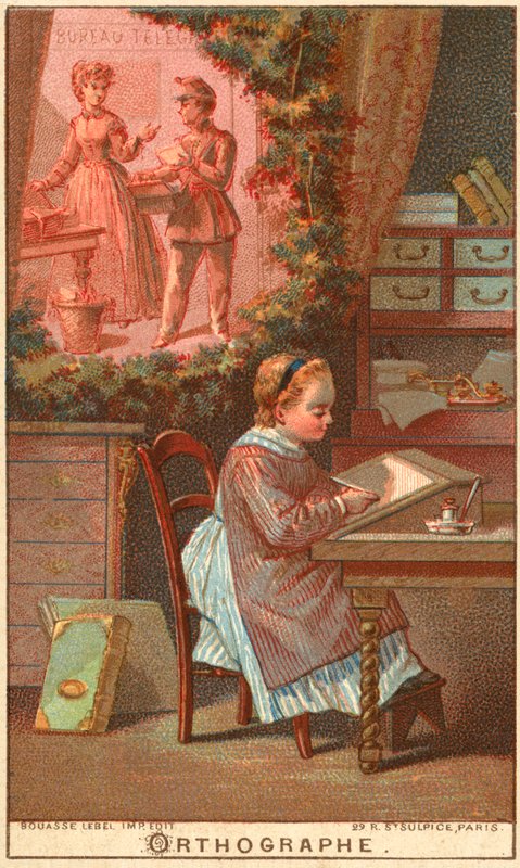 阿尔弗雷德·德·缪塞 (Alfred de Musset)，法国剧作家、小说家和诗人 (chromolitho) 作者 法语学校