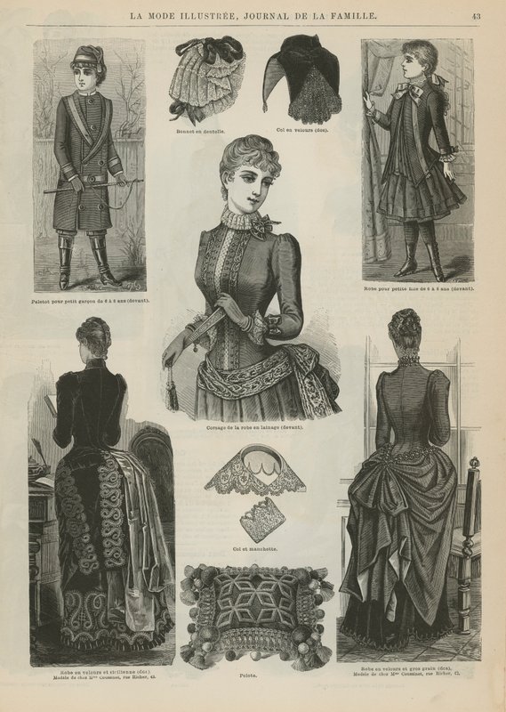 来自La Mode Illustree的页面，1885年 作者 法语学校