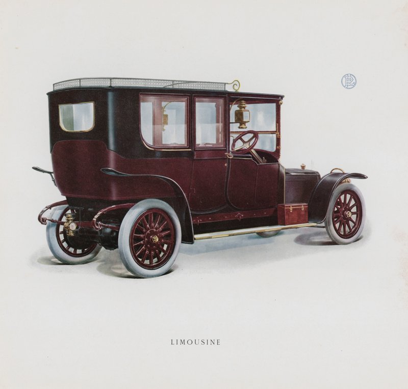 Panhard & Levassor目录中的一页（彩色平印）。 作者 法语学校