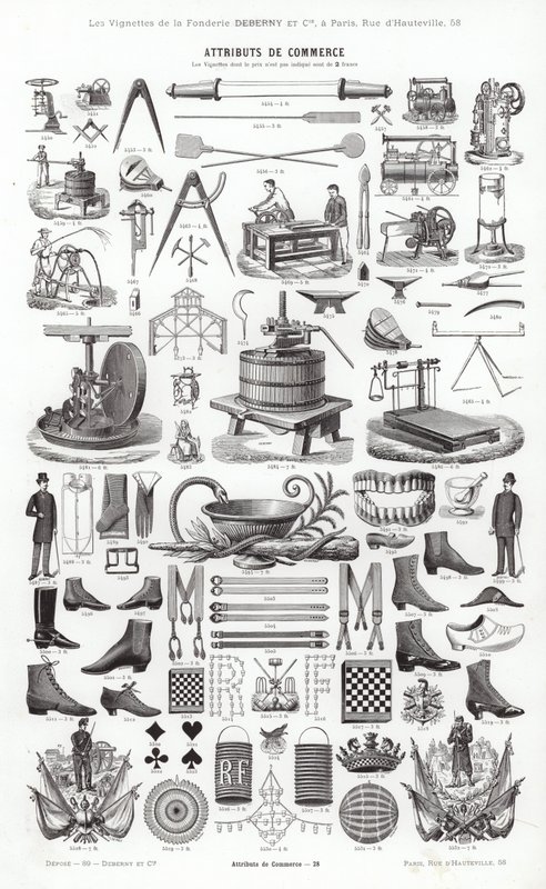 来自Vignettes Typographiques的页面（雕刻）。 作者 法语学校