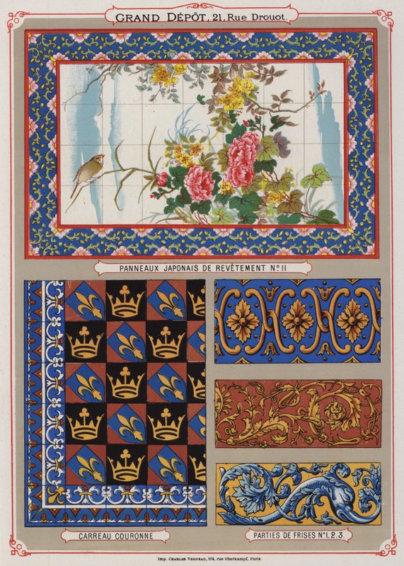 Page from the catalogue of the Grand Depot de Porcelaines, Faiences et Verreries (colour litho) 作者 法语学校