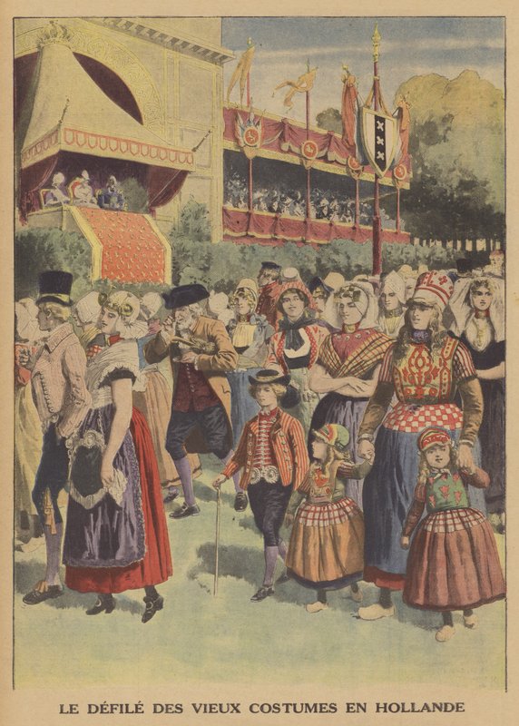 荷兰传统服饰游行（彩色石版画） 作者 法语学校