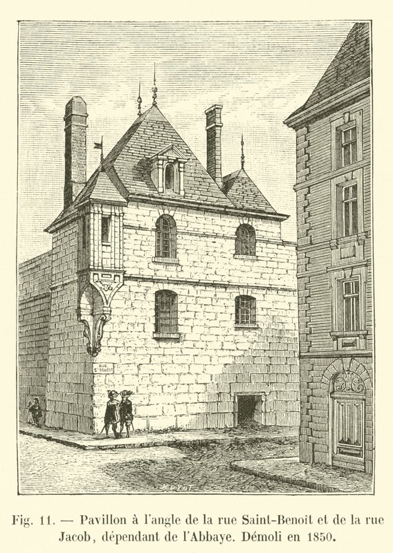 Pavillon是圣伯努瓦街和rue Jacob街的一个langle，取决于修道院，Demoli在1850年 作者 法语学校