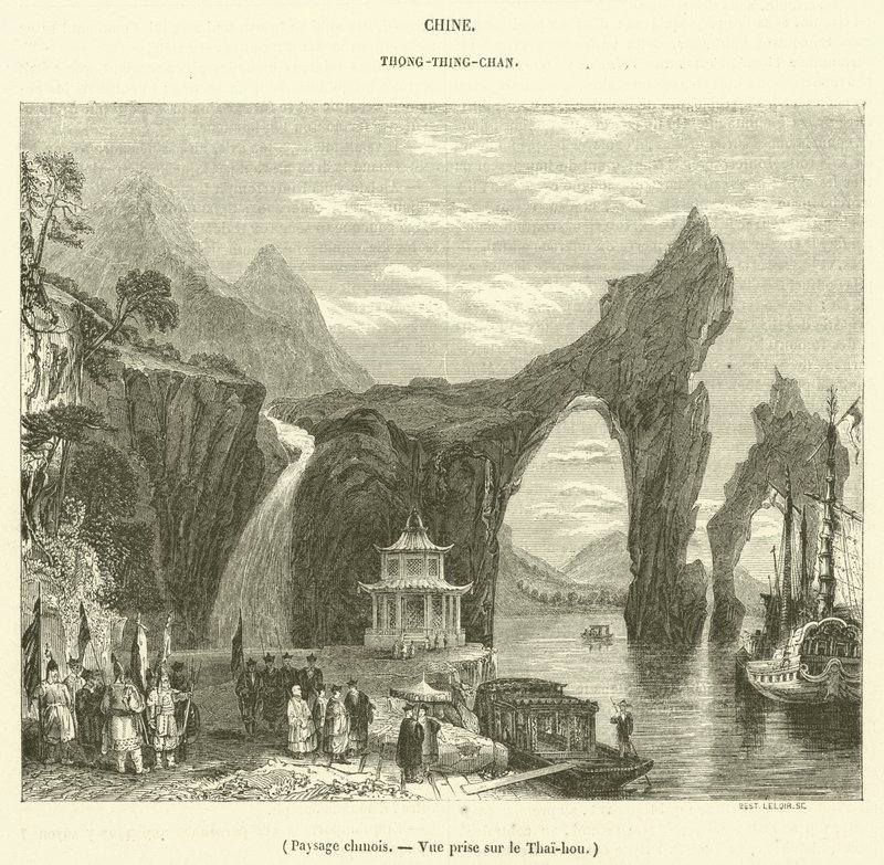 中国山水，泰侯观（版画） 作者 法语学校