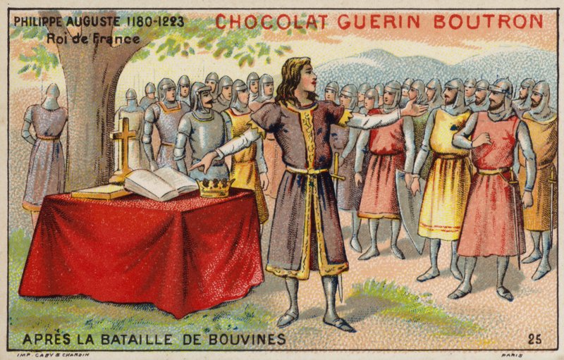 Philip Augustus, King of France, after the Battle of Bouvines (chromolitho) 作者 法语学校