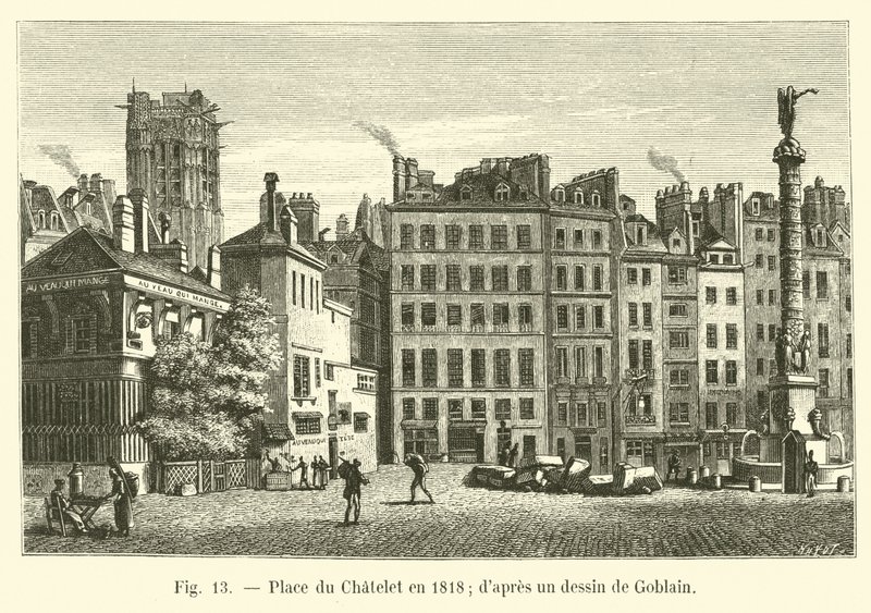 Place du Chatelet于1818年; dapres画了一个Goblain 作者 法语学校