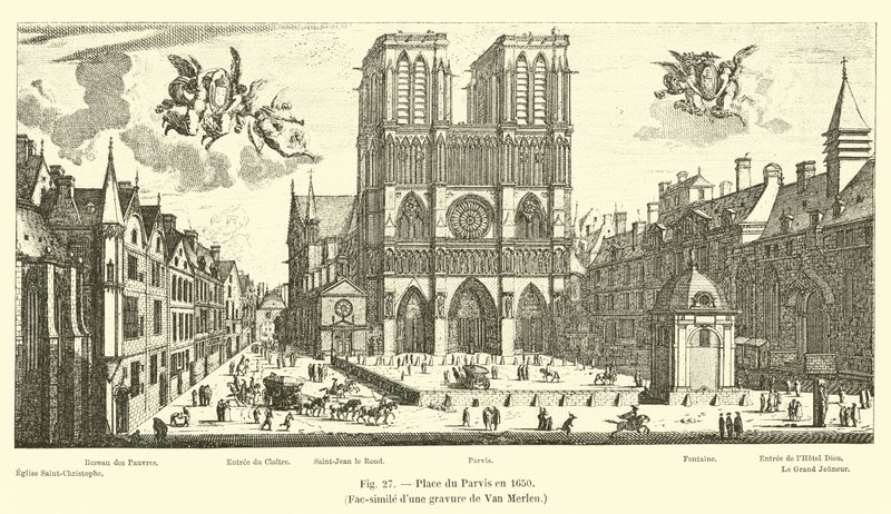 Place du Parvis于1650年，与Van Merlen雕刻相似 作者 法语学校