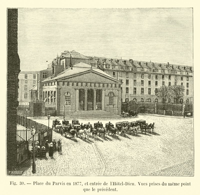 Place du Parvis酒店建于1877年，入口处有Hotel Dieu酒店，景点与先例相同 作者 法语学校