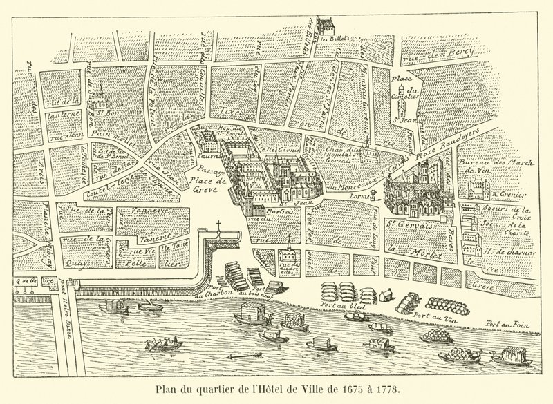 市政厅区域地图从1675年到1778年 作者 法语学校