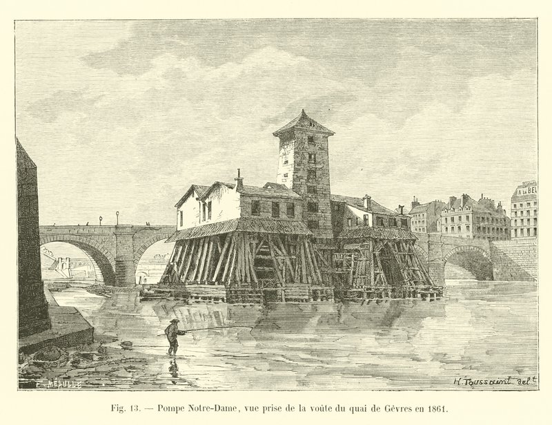 泵浦Notre-Dame，在1861年从Gevres码头的拱顶采取的看法 作者 法语学校