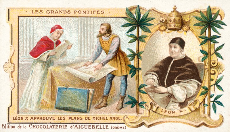Pope Leo X approving the plans of Michelangelo 作者 法语学校