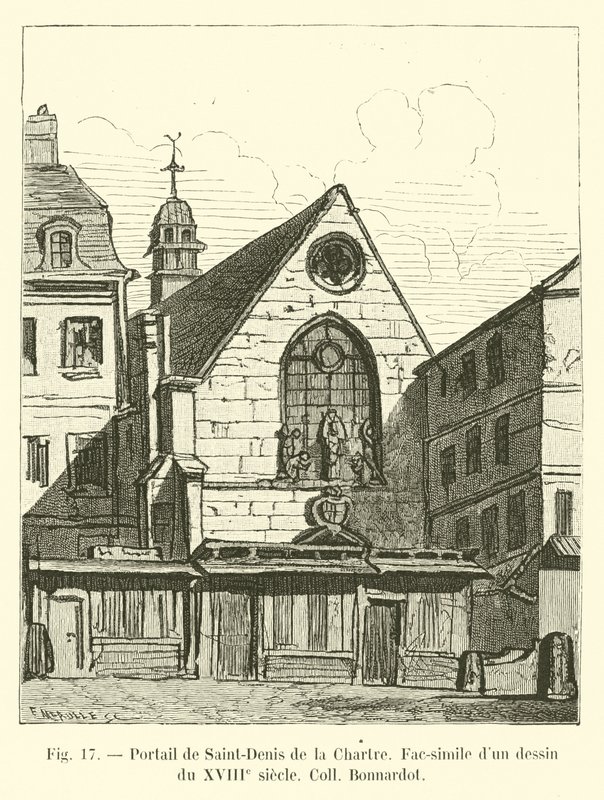 Saint-Denis de la Chartre门户，18世纪的Fac-simile绘画Coll Bonnardot 作者 法语学校