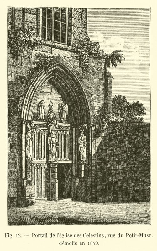 Celestins教堂的门户，小佩斯穆斯街（rue du Petit-Musc）于1849年拆除 作者 法语学校