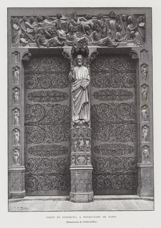 最后审判的门户，巴黎圣母院（石版画） 作者 法语学校