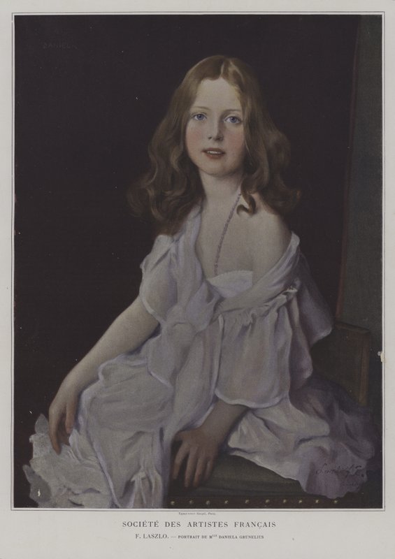Portrait of Mademoiselle Daniela Grunelius (colour litho) 作者 法语学校