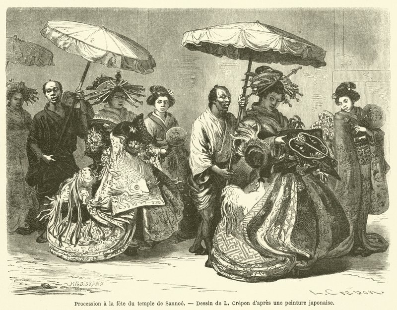 Procession a la fete du temple de Sannoo (engraving) 作者 法语学校