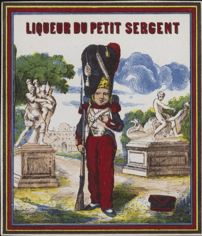 Liqueur Petit Sergent的产品标签 作者 法语学校