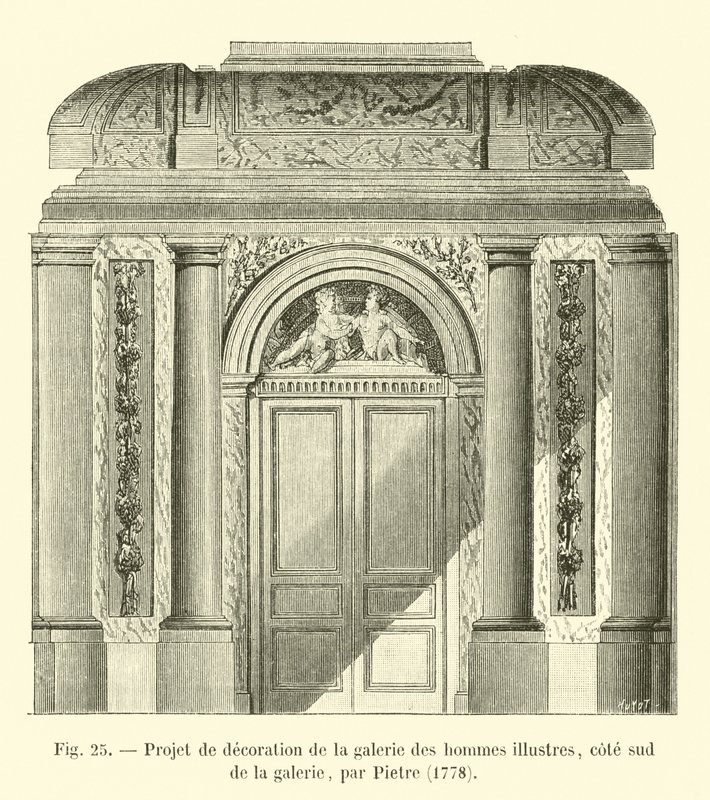 装饰工程的杰出人士画廊，画廊的南侧，由Pietre，1778年 作者 法语学校