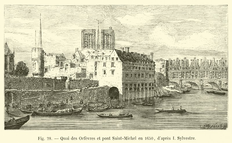 1650年，Quai des Orfevres和Saint-Michel桥，西尔维斯特dapres 作者 法语学校