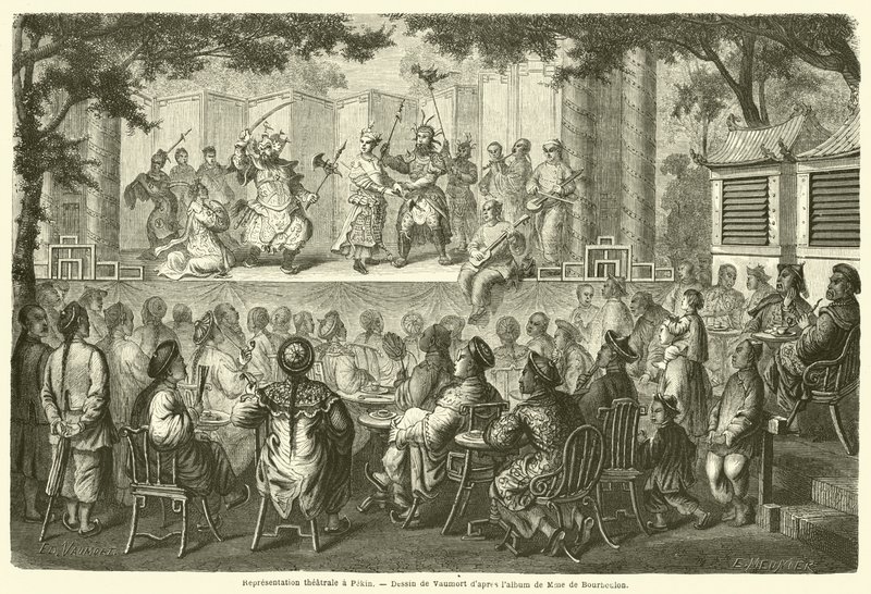 Representation theatrale a Pekin (engraving) 作者 法语学校