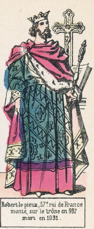 Robert-le-pieux, 37e roi de France, monte sur le trone en 997, mort en 1031 (coloured engraving) 作者 法语学校