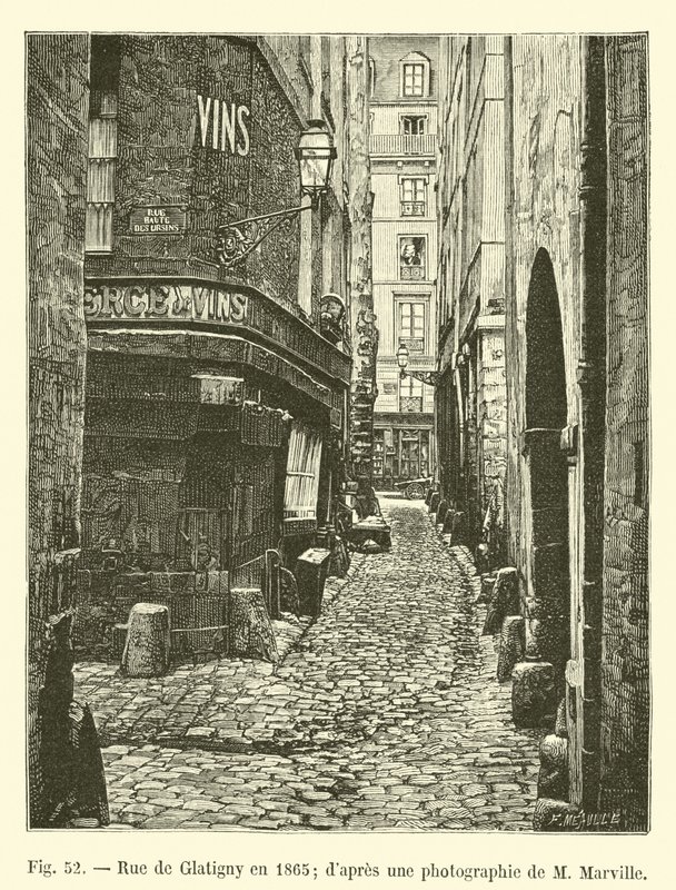 Rue de Glatigny于1865年; dapres M Marville的照片 作者 法语学校