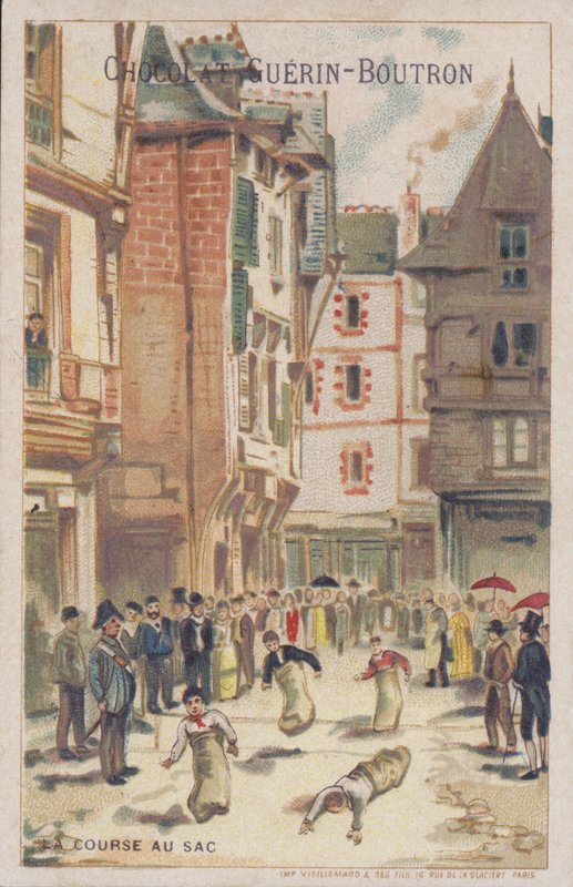 Sack race in a street (chromolitho) 作者 法语学校