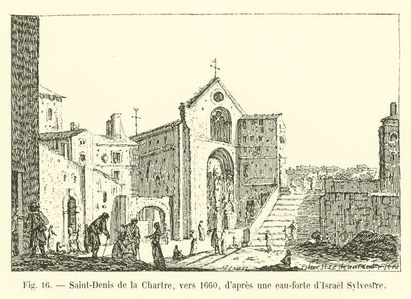 1660年左右，Saint-Denis de la Chartre经过Isrel Sylvester的蚀刻 作者 法语学校