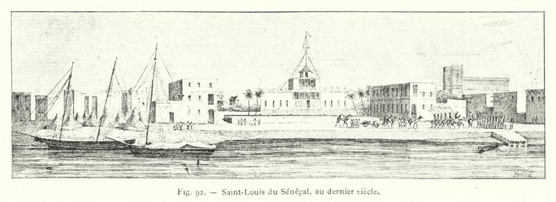 Saint-Louis du Senegal，在上个世纪（雕刻） 作者 法语学校