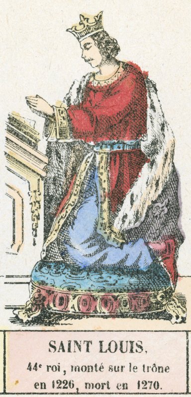 Saint Louis, 44e roi, monte sur le trone en 1226, mort en 1270 (coloured engraving) 作者 法语学校