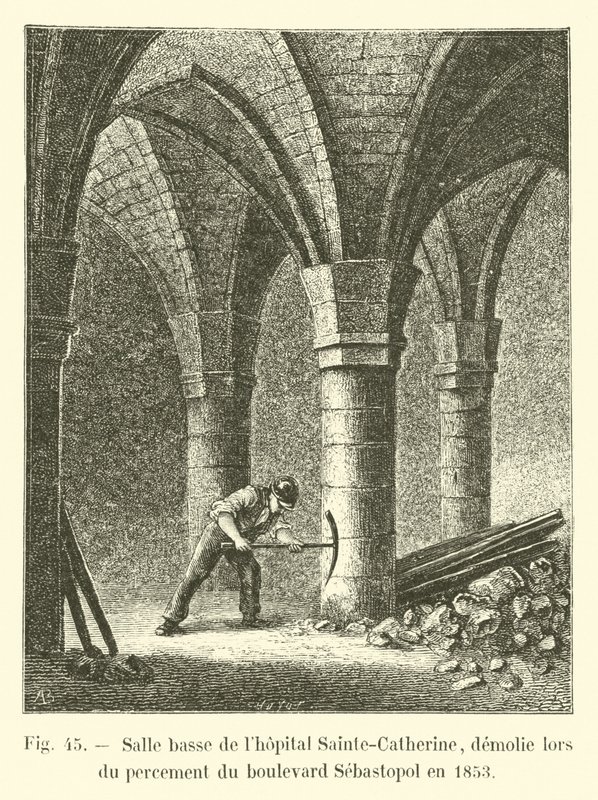 Sainte-Catherine医院的较低房间于1853年在塞瓦斯托波尔大道上拆除 作者 法语学校