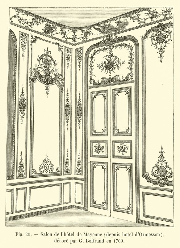 Mayenne酒店的沙龙，自Ormesson酒店以来，由G Boffrand于1709年装饰 作者 法语学校