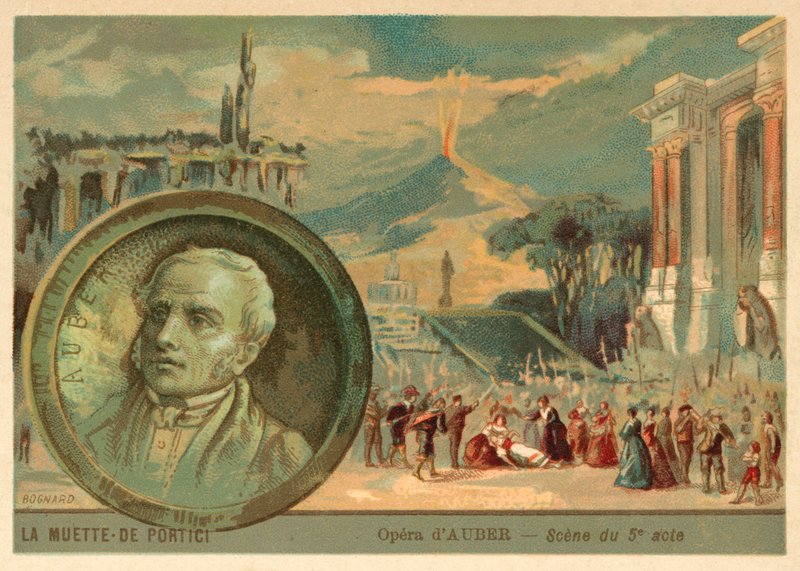 丹尼尔·奥伯 (Daniel Auber) 的歌剧 La Muette de Portici (chromolitho) 中的场景 作者 法语学校