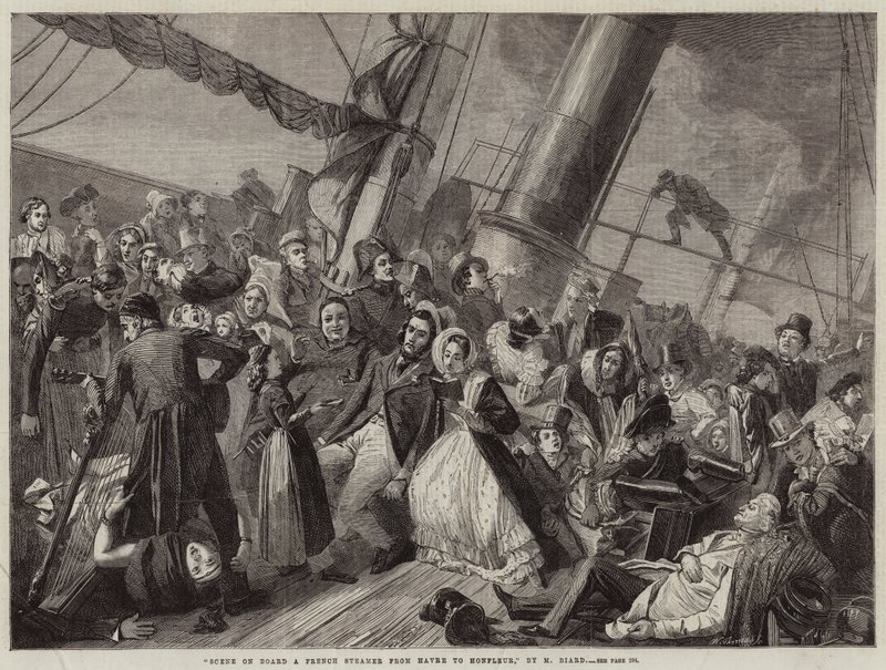 Scene on Board a French Steamer from Havre to Honfleur (engraving) 作者 法语学校