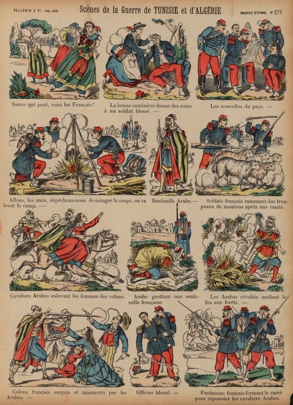法国在阿尔及利亚和突尼斯的殖民战争场景（彩色版画） 作者 法语学校