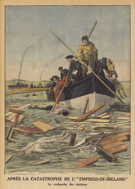 Search for victims of the sinking of the Empress of Ireland (colour litho) 作者 法语学校