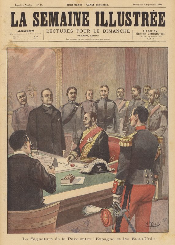 1898年8月12日在华盛顿特区签署了一项和平终结敌对行动的议定书 作者 法语学校