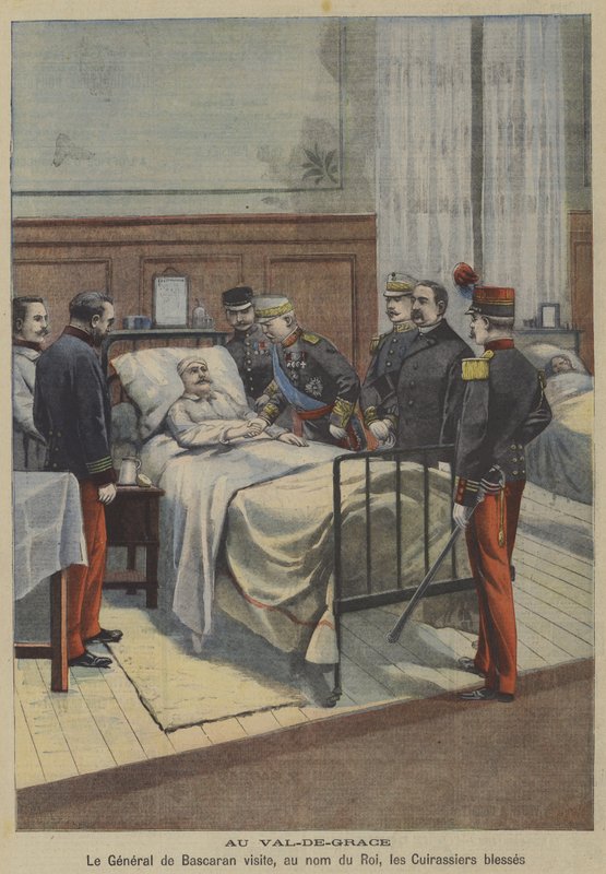 Spanish General Jose de Bascaran visiting wounded cuirassiers in the name of King Alfonso XIII at the Val-de-Grace military hospital in Paris (colour litho) 作者 法语学校