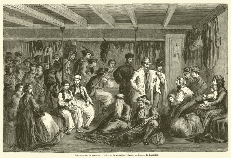 Steamer sur le Danube, Interieur de deuxieme classe (engraving) 作者 法语学校