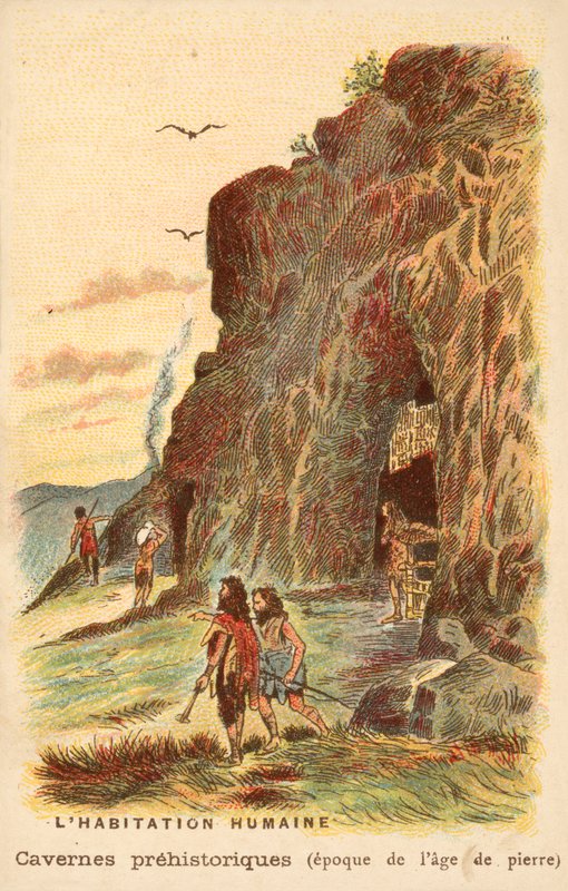石器时代穴居人（chromolitho） 作者 法语学校