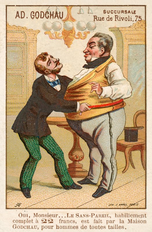 Tailor measuring a fat customer (chromolitho) 作者 法语学校