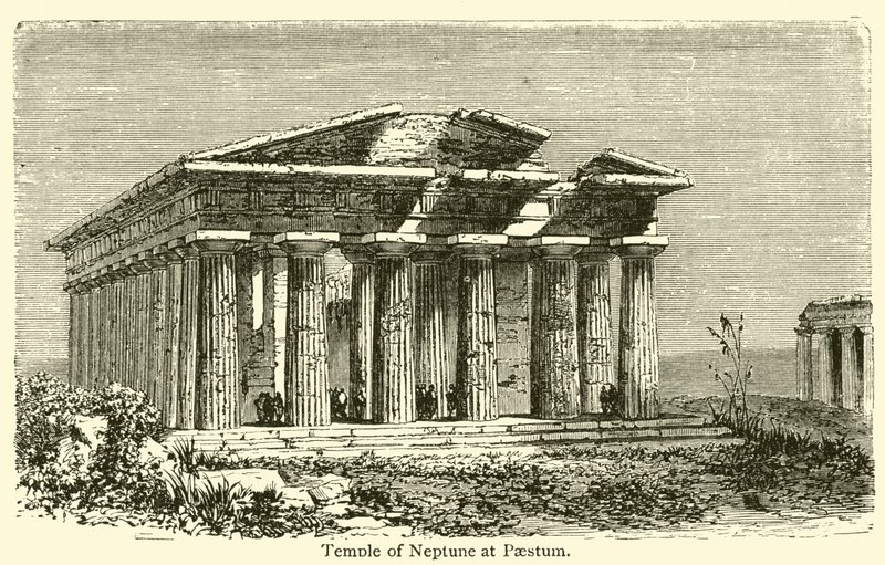 Temple of Neptune at Paestum (engraving) 作者 法语学校