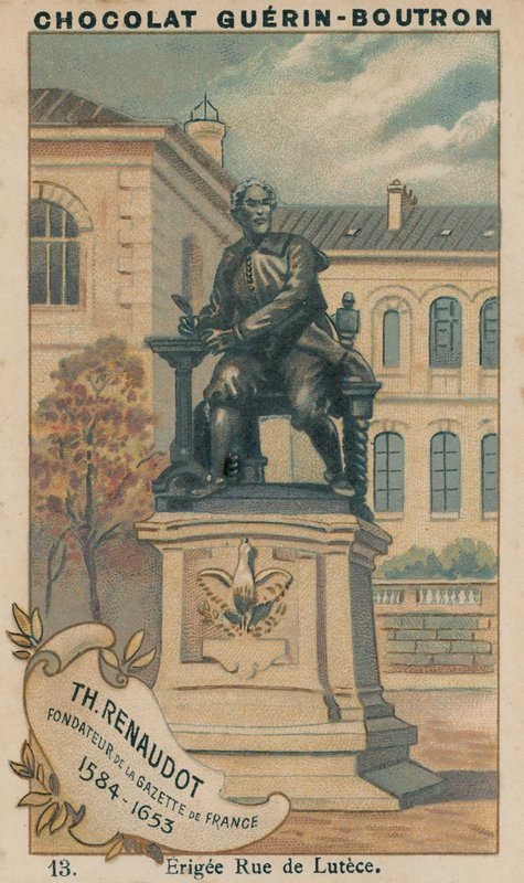 Th Renaudot，法国公报创始人，1584-1653，Erigee Rue de Lutece 作者 法语学校