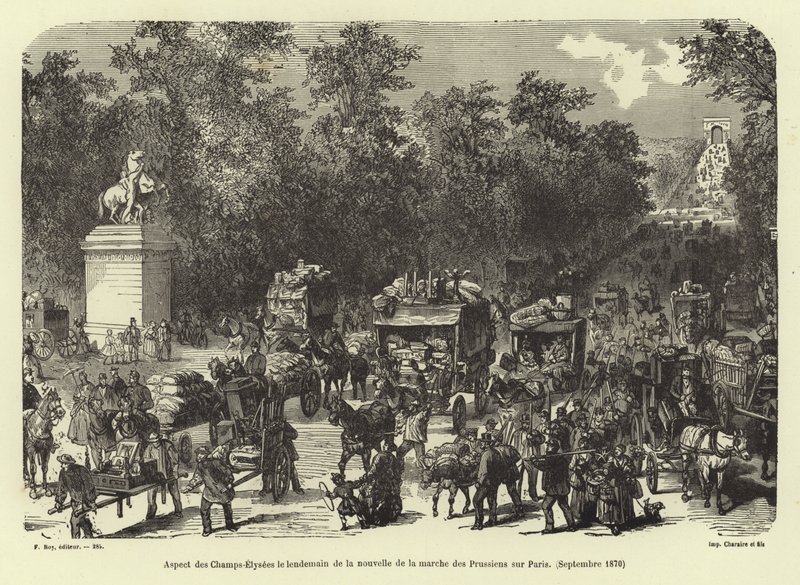香榭丽舍大街在收到1870年9月巴黎普鲁士游行新闻后的第二天 作者 法语学校