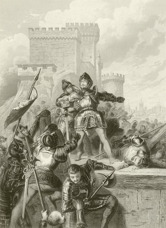 Chevalier Bayard在1512年布雷西亚的围困中受伤 作者 法语学校